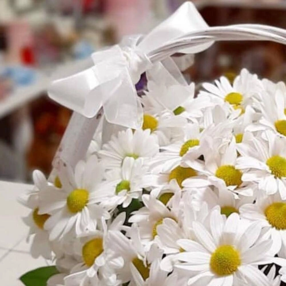 Ağ papatya gül səbəti 8 mart - Image 2