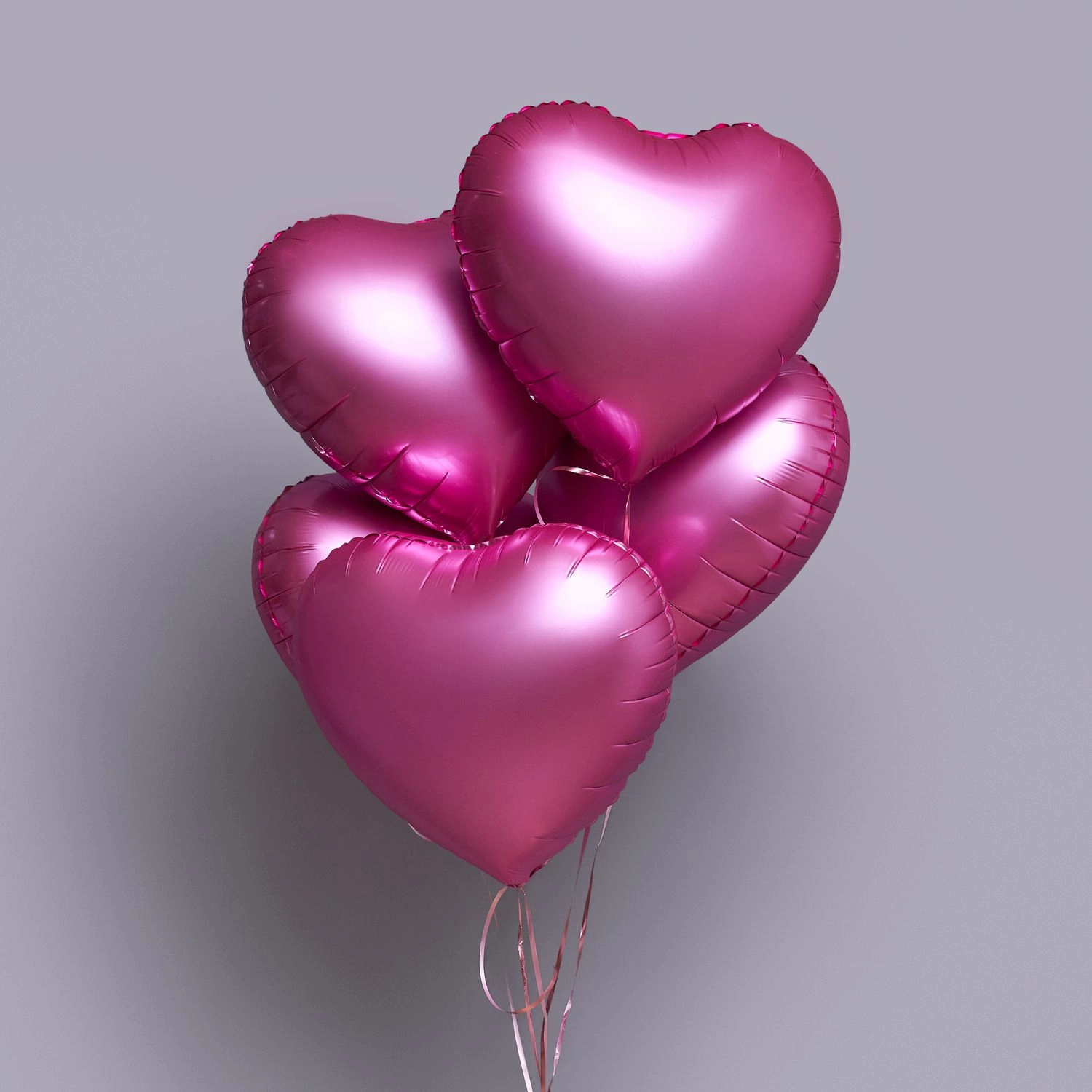 Helium şar pembe ürək 5 ədəd Hədiyyə