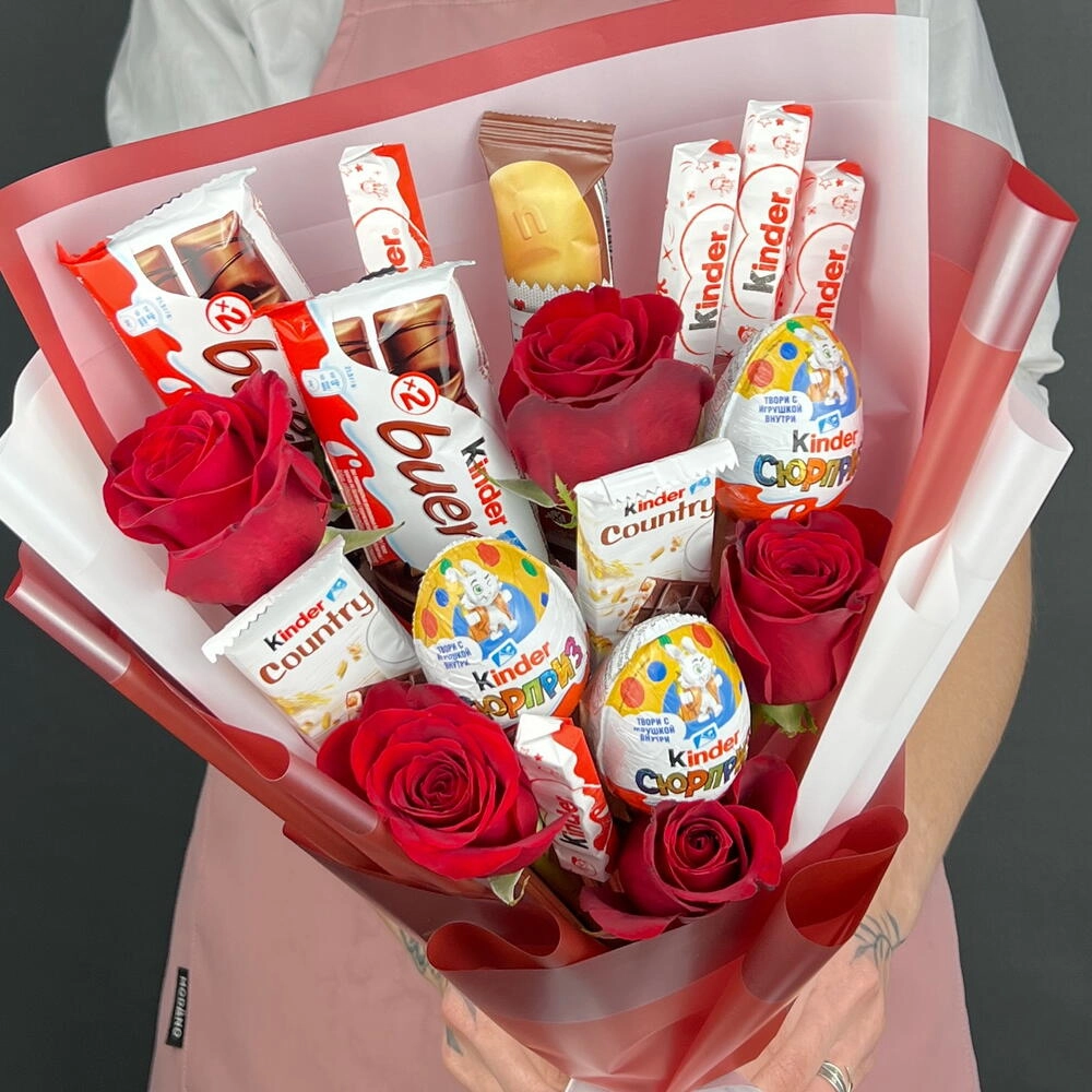 Kinder qızılgül buketi Buketlər - Image 3